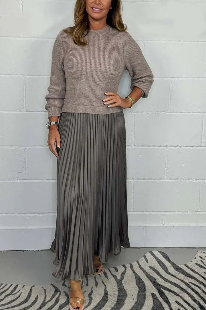 Michelle | Maxikleid mit Jersey und Faltenrock