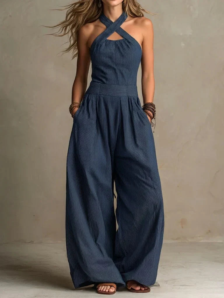 ARIADNA – Eleganter Overall mit Kreuz-Ausschnitt